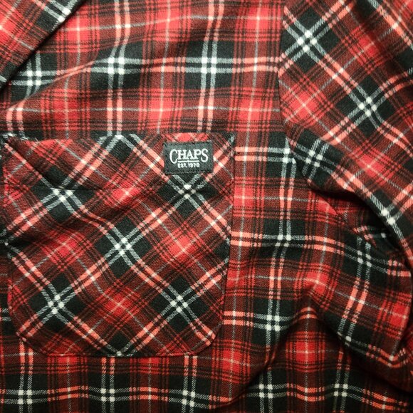Chaps Red + Black Plaid Flannel (L) – Cozy, Classic, Like New! - Picture 3 of 4